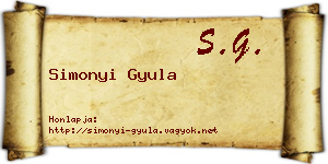 Simonyi Gyula névjegykártya